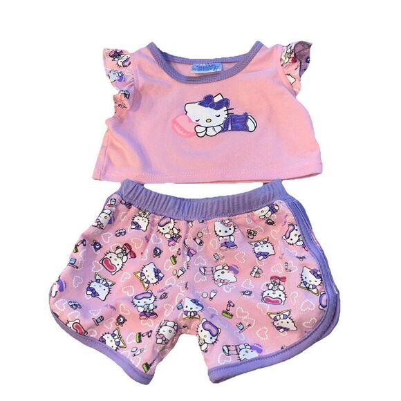 HELLO KITTY BUILD A BEAR WORKSHOP MILK & COOKIES PAJAMAS PJ’S & - Picture 1 of 3